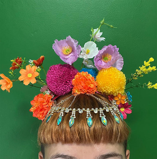 Mini Pom Pom Flower Power Extravaganza Headdress