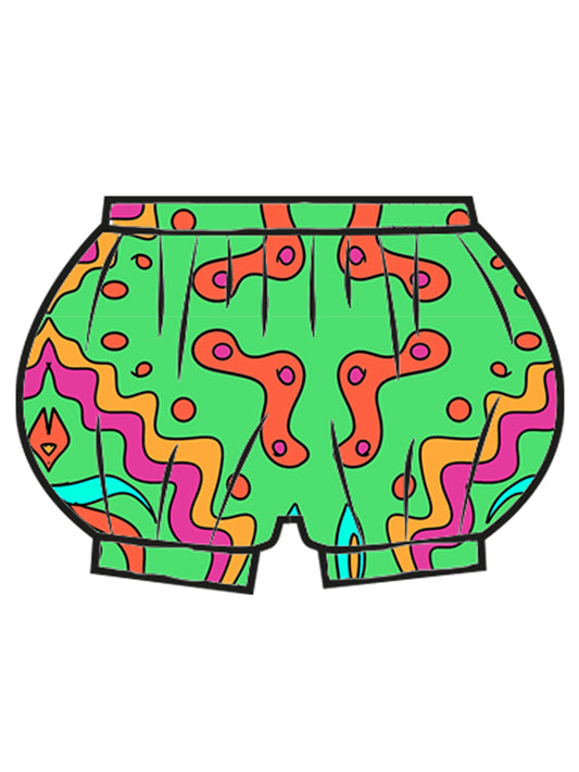 Super Cosy Fleece Bubble Butt Pants in Green Aztec