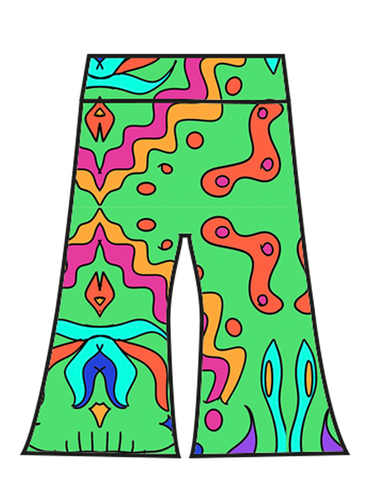 The Hippie Shake Flares in Green Aztec