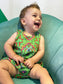 The Bubble Butt Romper in Green Aztec