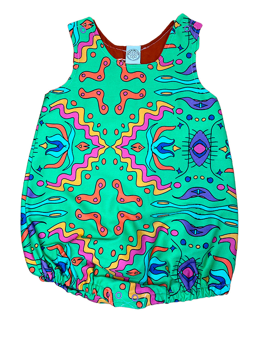 The Bubble Butt Romper in Green Aztec