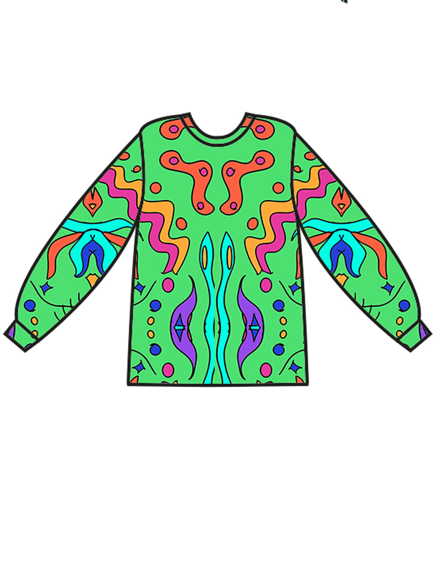 Super Cosy Fleece Sweatshirt in Green Aztec