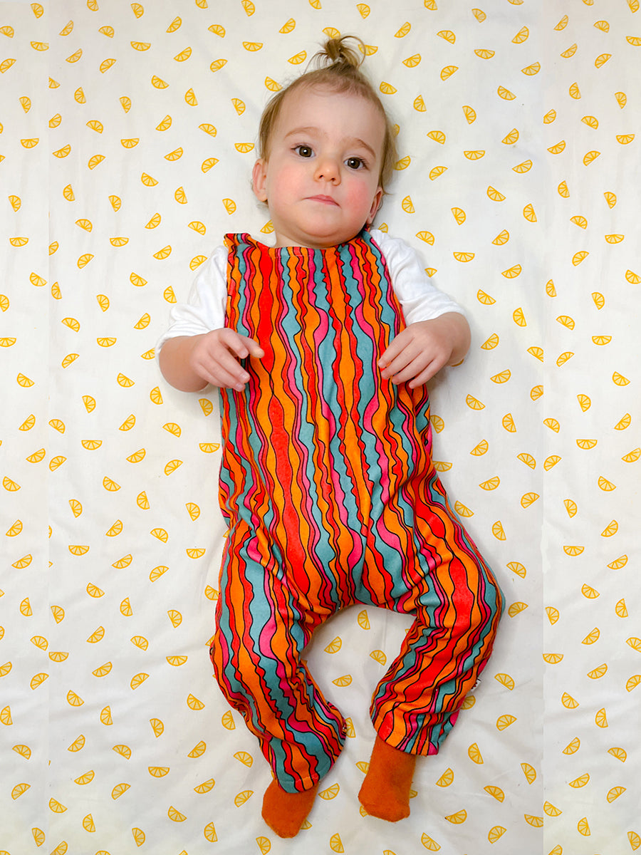 Super Cosy Fleece Dungarees in Waves